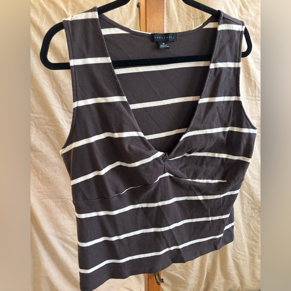 Sanctuary Brown and Cream Striped Tank Top - Picture 1 of 6